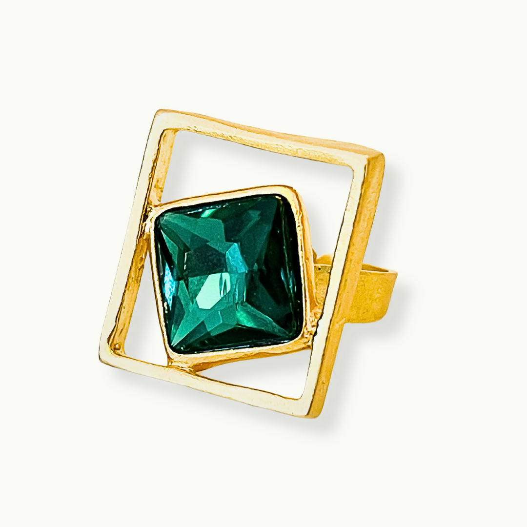 Abu Dhabi-gold gyűrű (zöld) ZAMAC ékszerek ZAMAC ékszerek - Kézzel készült ékszerek a természetes formák szerelmeseinek