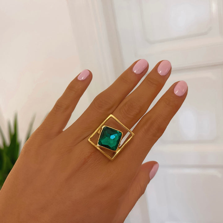 Abu Dhabi-gold gyűrű (zöld) ZAMAC ékszerek ZAMAC ékszerek - Kézzel készült ékszerek a természetes formák szerelmeseinek